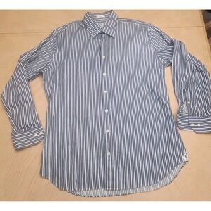 Peter Millar Blue Striped Button Shirt Mens L‎